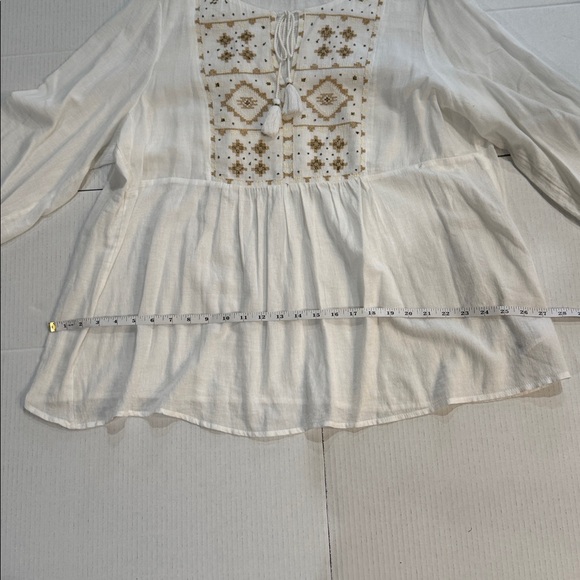 Lucky Brand white top with brown accents - Picture 6 of 9